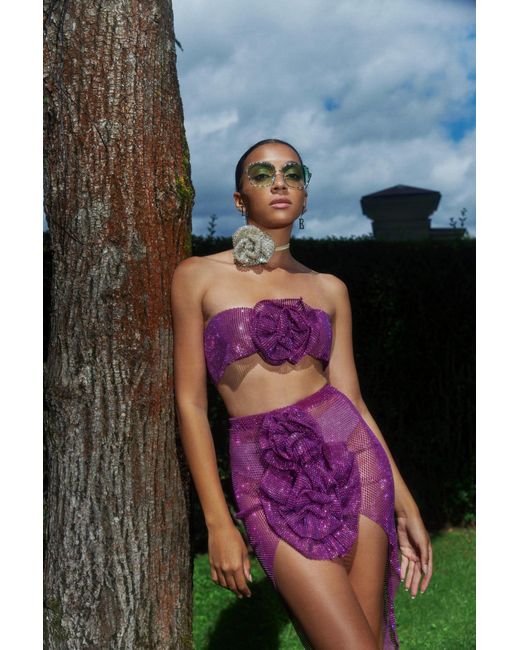 Santa Brands Purple Sparkle Fuchsia Set: Bra & Skirt With Flower