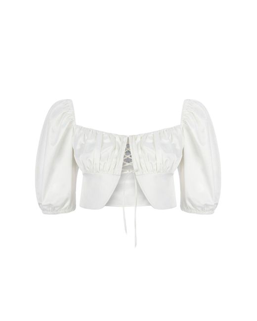 NAZLI CEREN White Grace Ruched Top