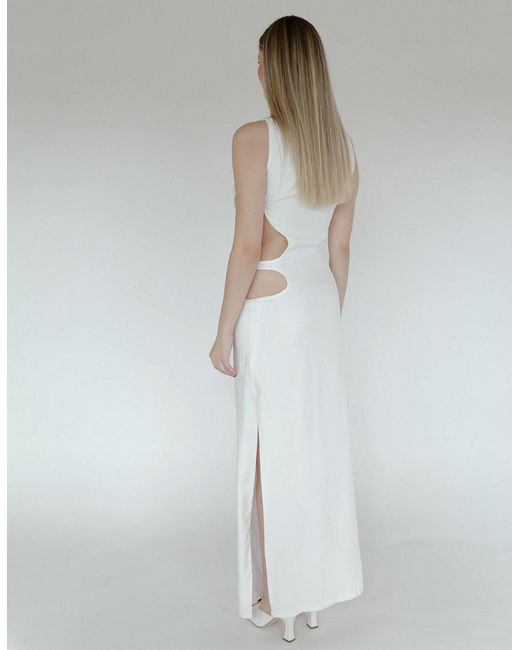 Maet White Dije Long Dress With Cut Outs