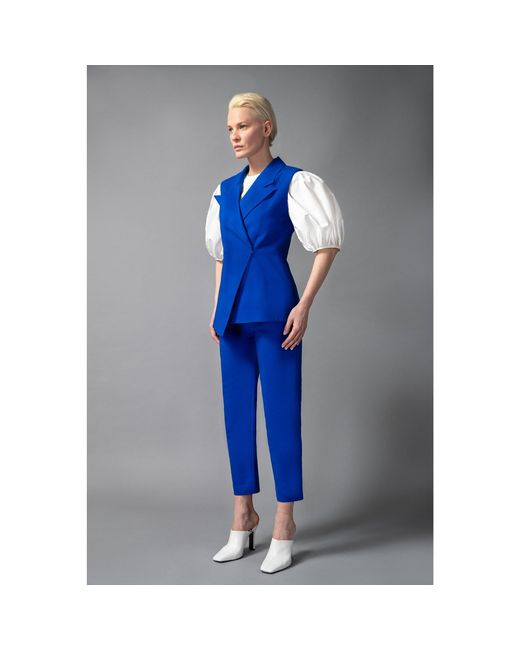 Femponiq Blue High Waisted Cropped Cotton Trouser (Royal)