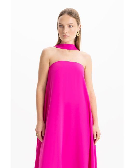 Lora Istanbul Pink Amy Crepe Strapless Maxi Dress
