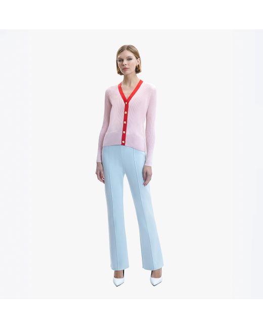 CRUSH Collection Pink Silk And Cashmere Cardigan With Metal Buttons