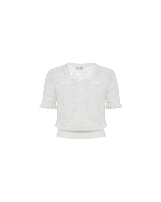 CRUSH Collection White Wavy Hollow Out Top