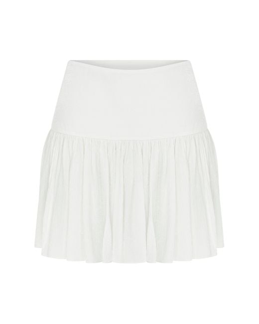 NAZLI CEREN White Lola Ruffled Mini Skirt