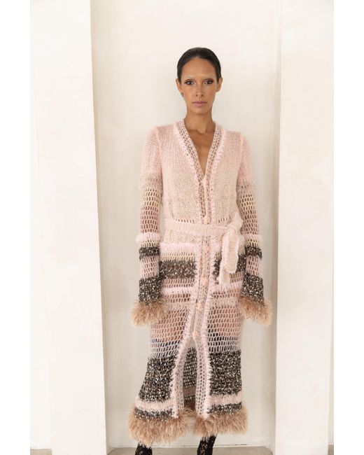 Andreeva Pink Baby Handmade Knit Cardigan-Dress