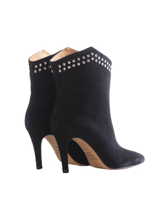 Toral Black Suede Booties With Studs