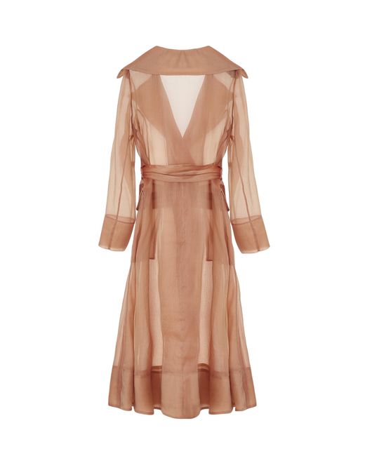 Lita Couture Brown See Through Organza Trench Coat