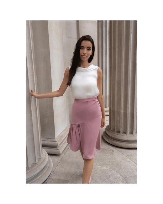 Femponiq Pink Rushed Asymmetrical Skirt (Pastel)