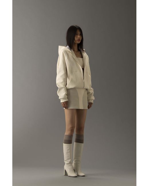 Vestiaire d'un Oiseau Libre White Bliss Leather & Suede Skirt