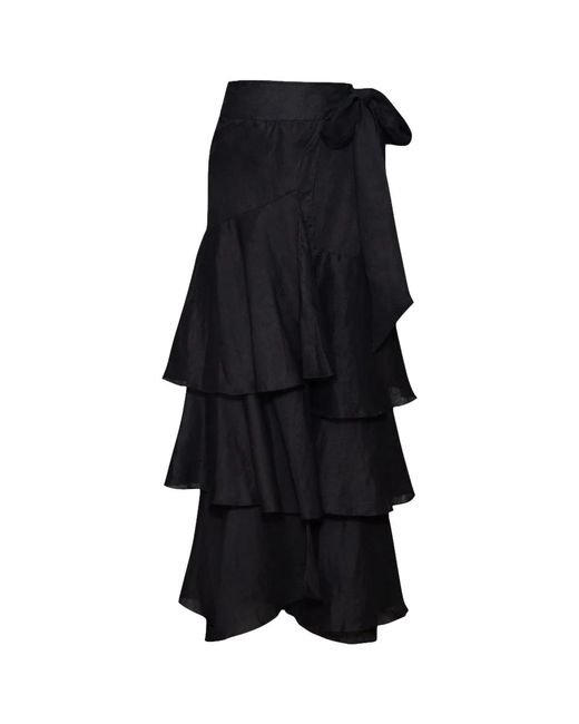 DOS MARQUESAS Black Midnight Clavel Ankle Skirt