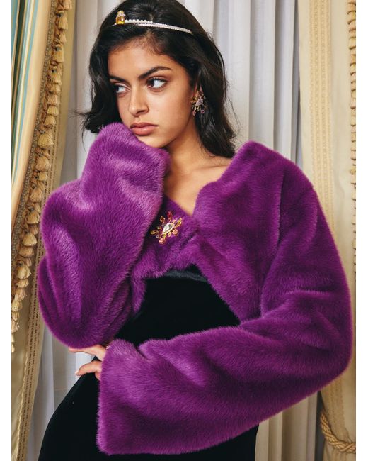 Nana Jacqueline Purple Monica Cropped Fur Coat () (Final Sale)