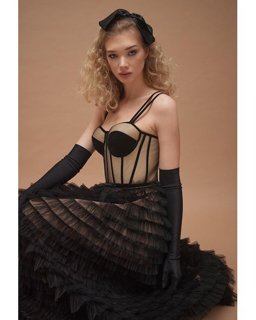 Lily Was Here Black Impressive Dress Made Of Tulle With A Corset