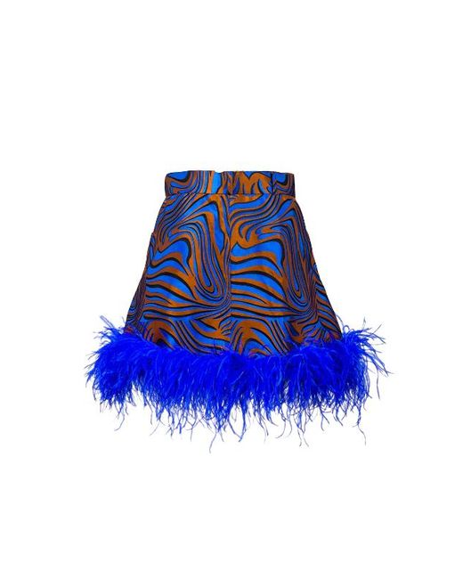 Andreeva Blue Marilyn Skirt With Feathers Details