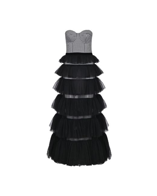 Lily Was Here Black Tulle Dress With A Checkered Corset