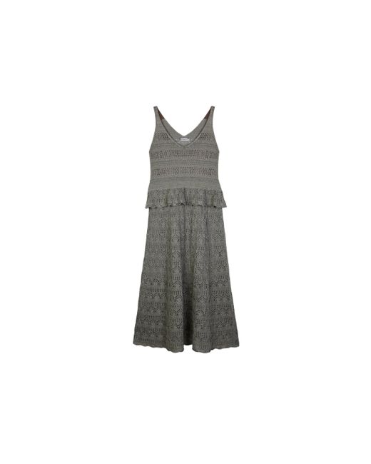 CRUSH Collection Gray Linen Sequined Pointelle Dress
