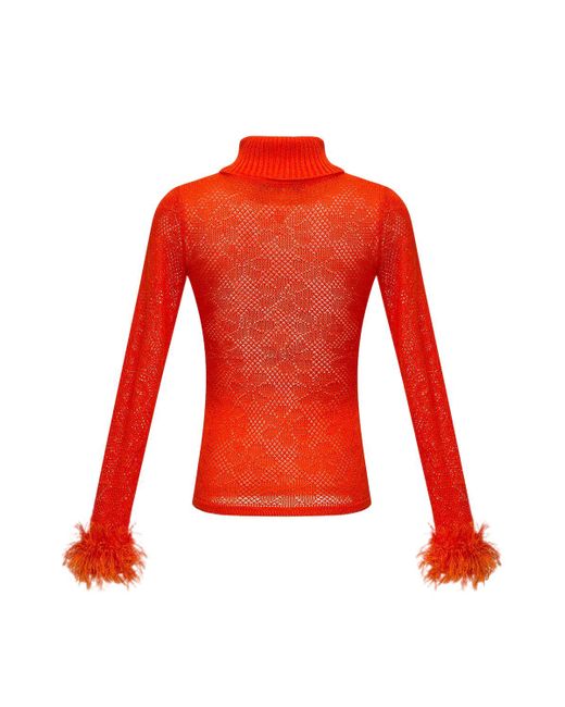 Andreeva Orange Knit Turtleneck With Handmade Knit Details