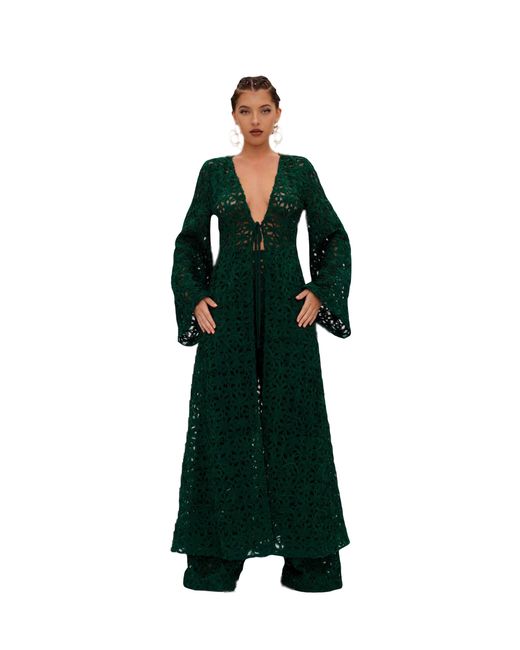 ANDREA IYAMAH Green Ndu Lace Kimono