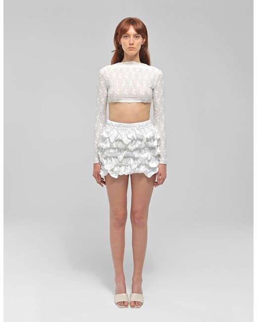 Maet White Zaida Ruffled Mini Skirt