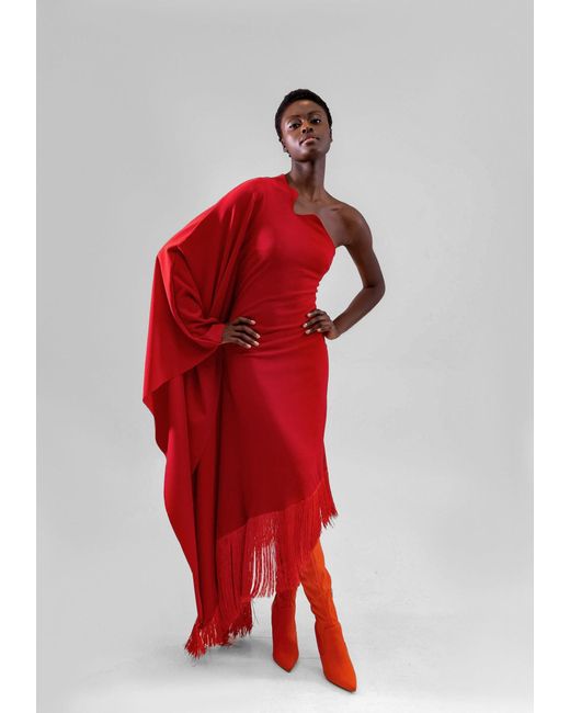 ANITABEL Red Freya Single Sleeve Colour-Block Kaftan
