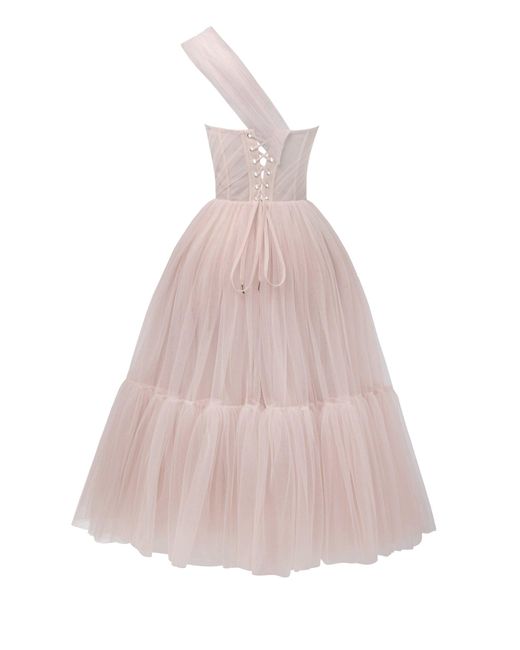 Millà Pink Misty Rose One-Shoulder Cocktail Tulle Dress