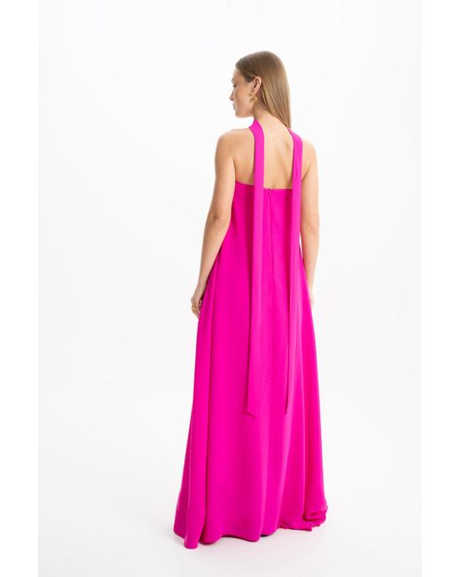 Lora Istanbul Pink Amy Crepe Strapless Maxi Dress