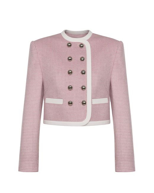 KEBURIA Pink Cropped Double-Breasted Blazer