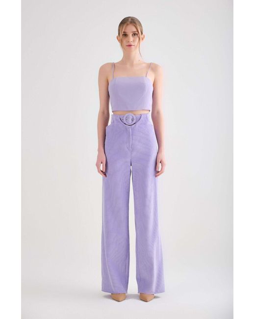 F.ILKK Purple Lilac Corduroy Cutout Pants