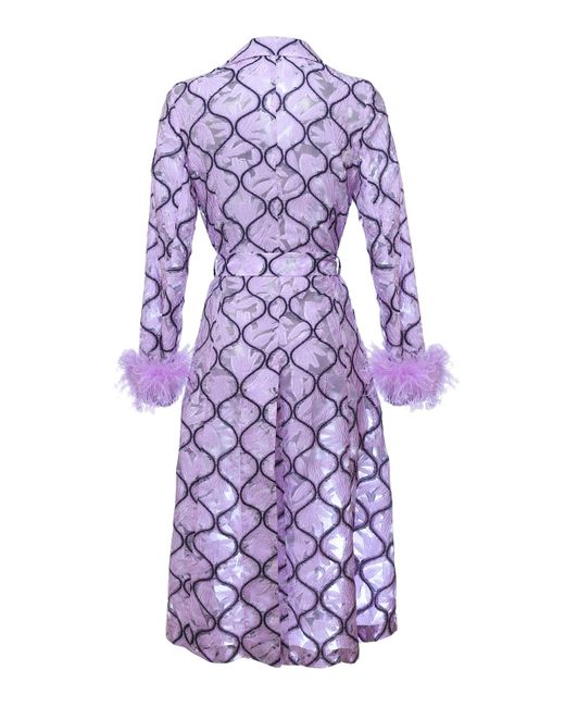 Andreeva Purple Coat № 23 With Detachable Feathers Cuffs