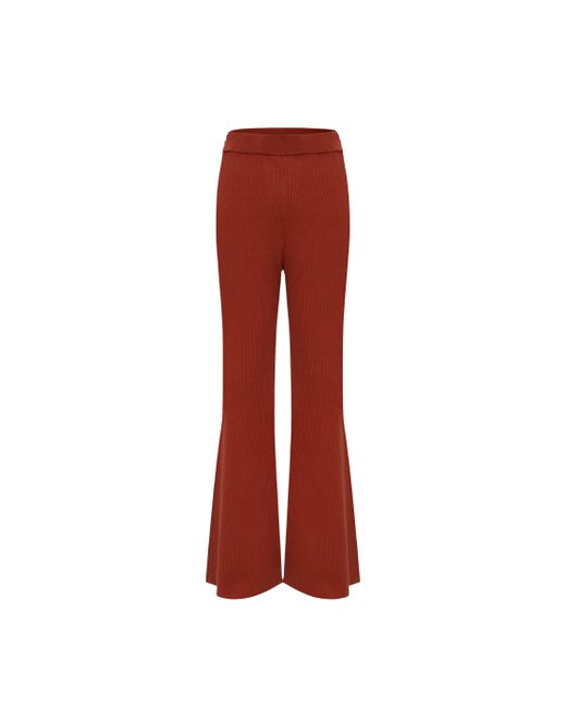 CRUSH Collection Red Silk And Cashmere Ribbed Straight-Leg Pants