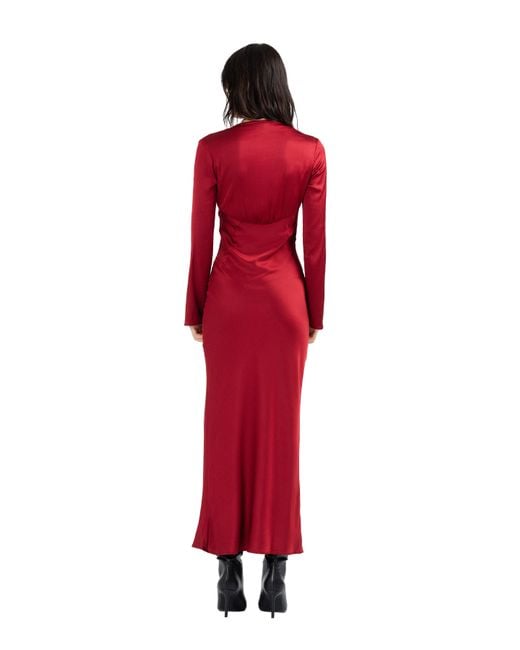 Divalo Red Reyna Liquid Bias Slip Satin Dress