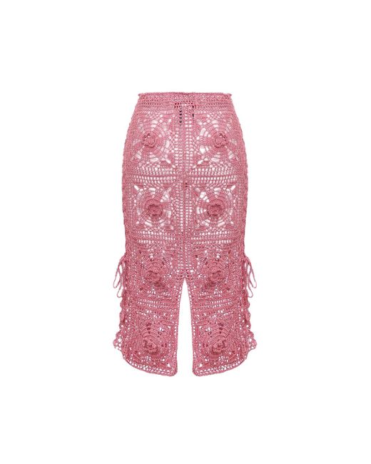 Andreeva Pink Dust Rose Handmade Crochet Skirt