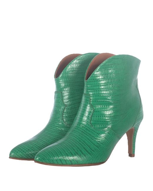 Toral Green Selene Ankle Boots With Animal Print