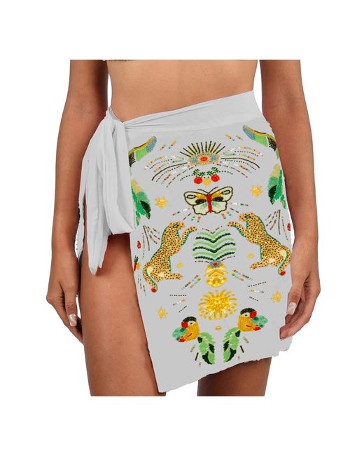 Oceanus Green Aurelia Embroidered Luxury Mini Skirt