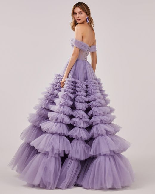 Millà Purple Ultra Puffy Prom Maxi Dress