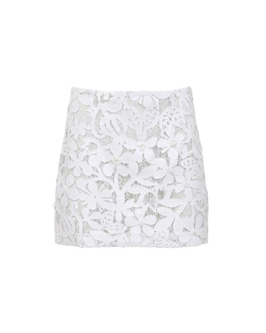 Francesca Miranda White Curpo Lace Denim Skirt