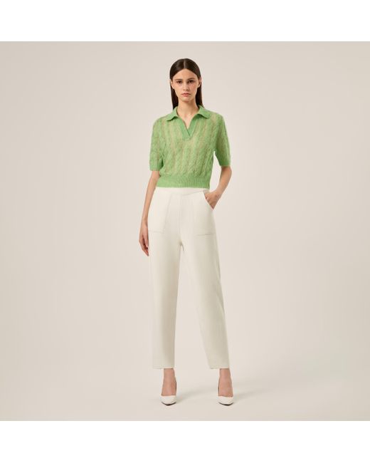 CRUSH Collection Green Sheer Mohair Short Sleeve Polo Shirt