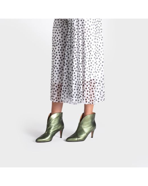 Toral Green Metallic Leather Ankle Boots