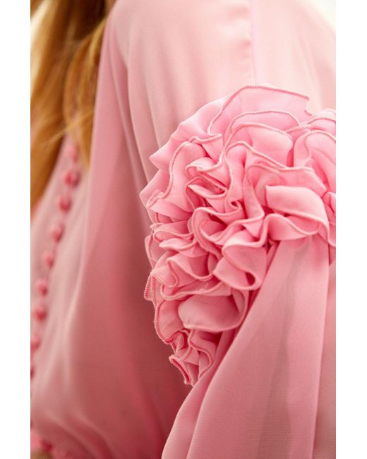 GURANDA Pink Light Ruffle Dress
