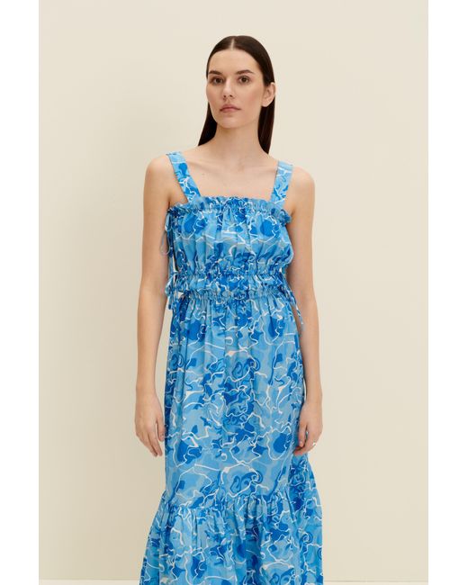 JAAF Blue Tie-Detailed Midi Dress