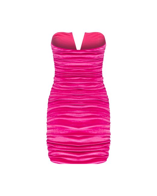 NAZLI CEREN Pink Luce Velvet Mini Dress