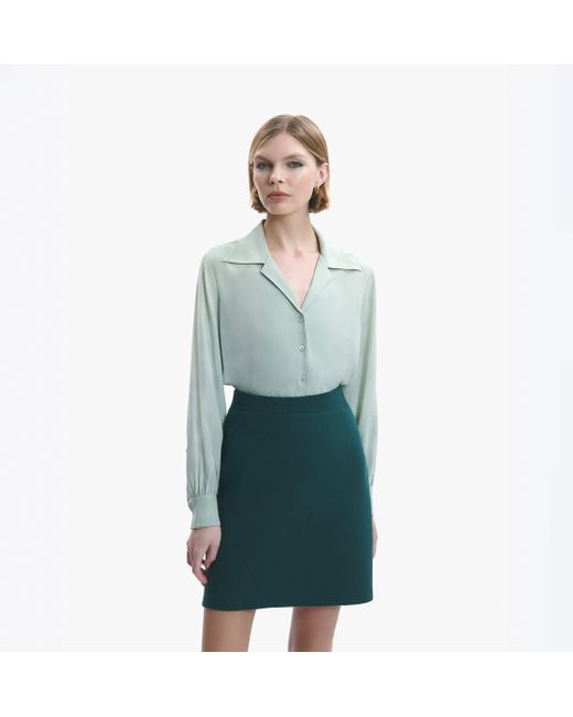 CRUSH Collection Green Cotton And Cashmere A-Line Skirt
