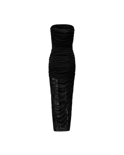OW Collection Black Sandy Chiffon Maxi Dress