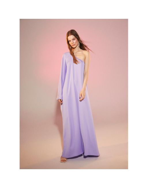 NAZLI CEREN Purple Venus One-Shoulder Maxi Dress