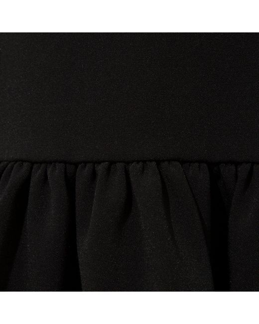 Femponiq Black Pleated Shoulder Peplum Hem Cady Dress ()