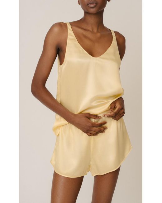 HERTH Yellow Yari: Butter Color Gots Organic Silk Shorts