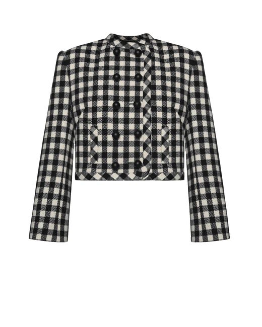 KEBURIA Black Checked Double-Breasted Jacket