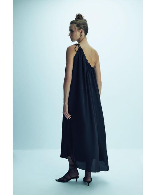 NAZLI CEREN Black Chrissy One-Shoulder Maxi Dress