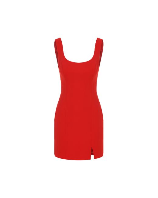 Ila Red Isadora- U Neck Mini Dress With Front Slit