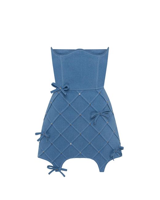 GURANDA Blue Denim Corset Skirt With Bow