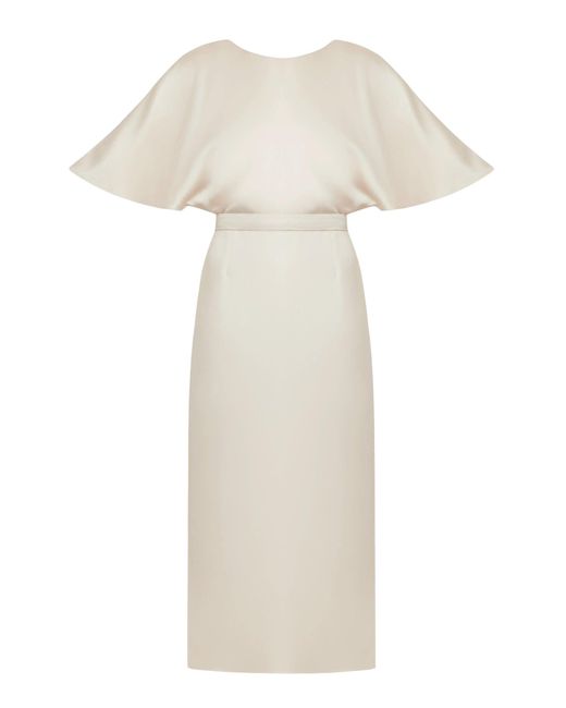 Undress White Gina Champagne Midi Dress With Butterfly Sleeves